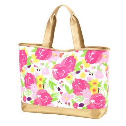 Floral & Gold Cabana Tote