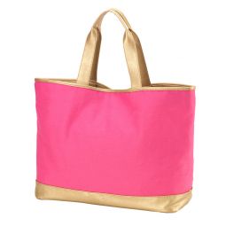 Hot Pink & Gold Cabana Tote