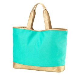 Mint & Gold Cabana Tote