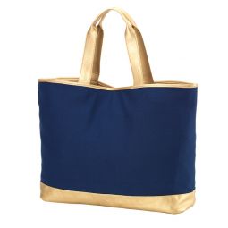 Navy & Gold Cabana Tote