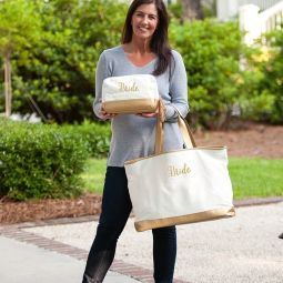 Bride Cabana Tote Creme with Gold