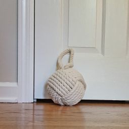 White Monkey Fist Nautical Knot Doorstop