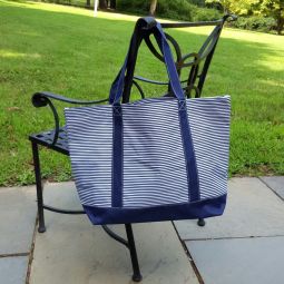 Navy Pinstripe Tote