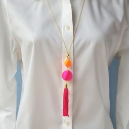 Hot Pink & Orange Bon Bon Necklace