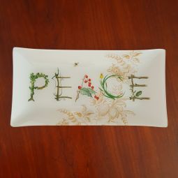 PEACE Glass Decoupage Tray