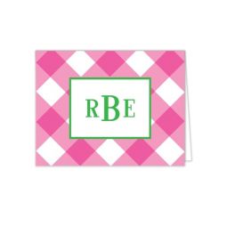 Pink Check Folded Note Cards