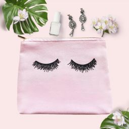 Pink Eyelash Cosmetic Bag