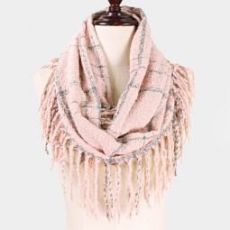 Pink and Grey Popcorn Infinity Scarf