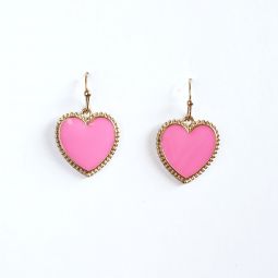 Pink Heart Dangle Earrings