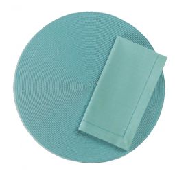 Round Woven Placemats - Aqua Set 4