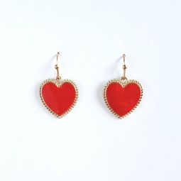 Red Heart Dangle Earrings