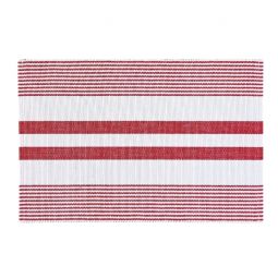 Red Ticking Stripe Placemats - Set 4