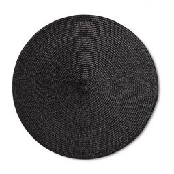 Round Woven Placemats - Black Set 4