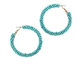 Turquoise Bead Hoop Earrings