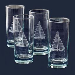 Sailboat Cooler Highball Glasses Set 4