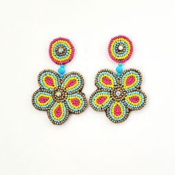 Seed Bead Flower Earrings