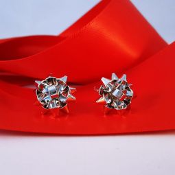 Silver Present Bow Stud Earrings