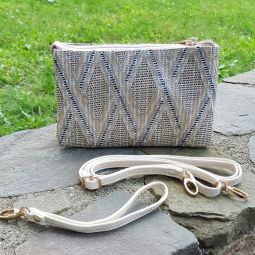 Straw Lattice Crossbody with Wristlet Strap