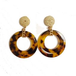 Tortoise Double Circle Dangle Earrings