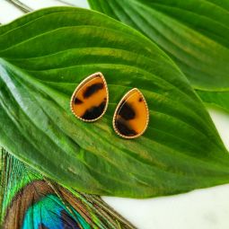 Tortoise Teardrop Stud